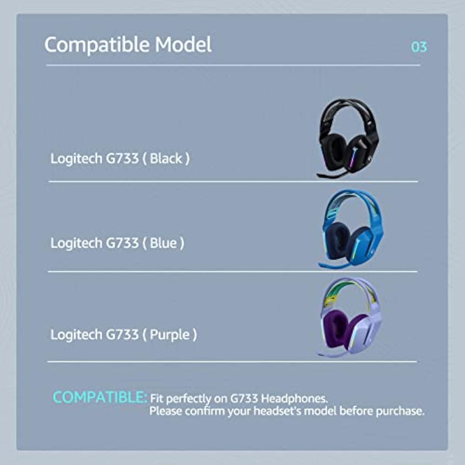 Fabric Replacement Ear Pads For Logitech G733 Gaming Headset, Also Fit Logitech G335 Wireless Headphone, Earpads Accessories With Soft Mesh Fabric & Isolation Foam (Black)