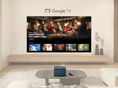 Lx60Hd 1080P Led Portable Projector With Built-In Google Tv, H/V Keystone, Auto Focus, Bluetooth, And Wi-Fi For Smart Home Theater