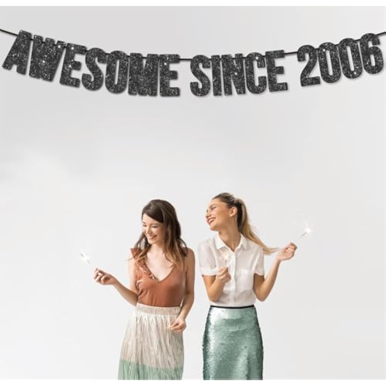 Pre-Strung Awesome Since 2006 Banner For 19Th Birthday Party Decoration,Happy 19Th Men Women Birthday Party Banner,Handmade - Black