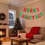 Merry Christmas Balloon Banner Red And Green Letters Merry Christma Balloons For Christmas Foil Balloons Party Decorations
