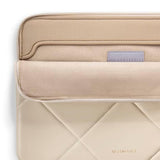 Slim Cute Laptop Sleeve 13 Inch 14 Inch Compatible For Macbook Air M4 2025, Macbook Pro 13"-14" M4 M3 M2 M1, Quilted Faux Leather Computer Carrying Mac Case, Beige