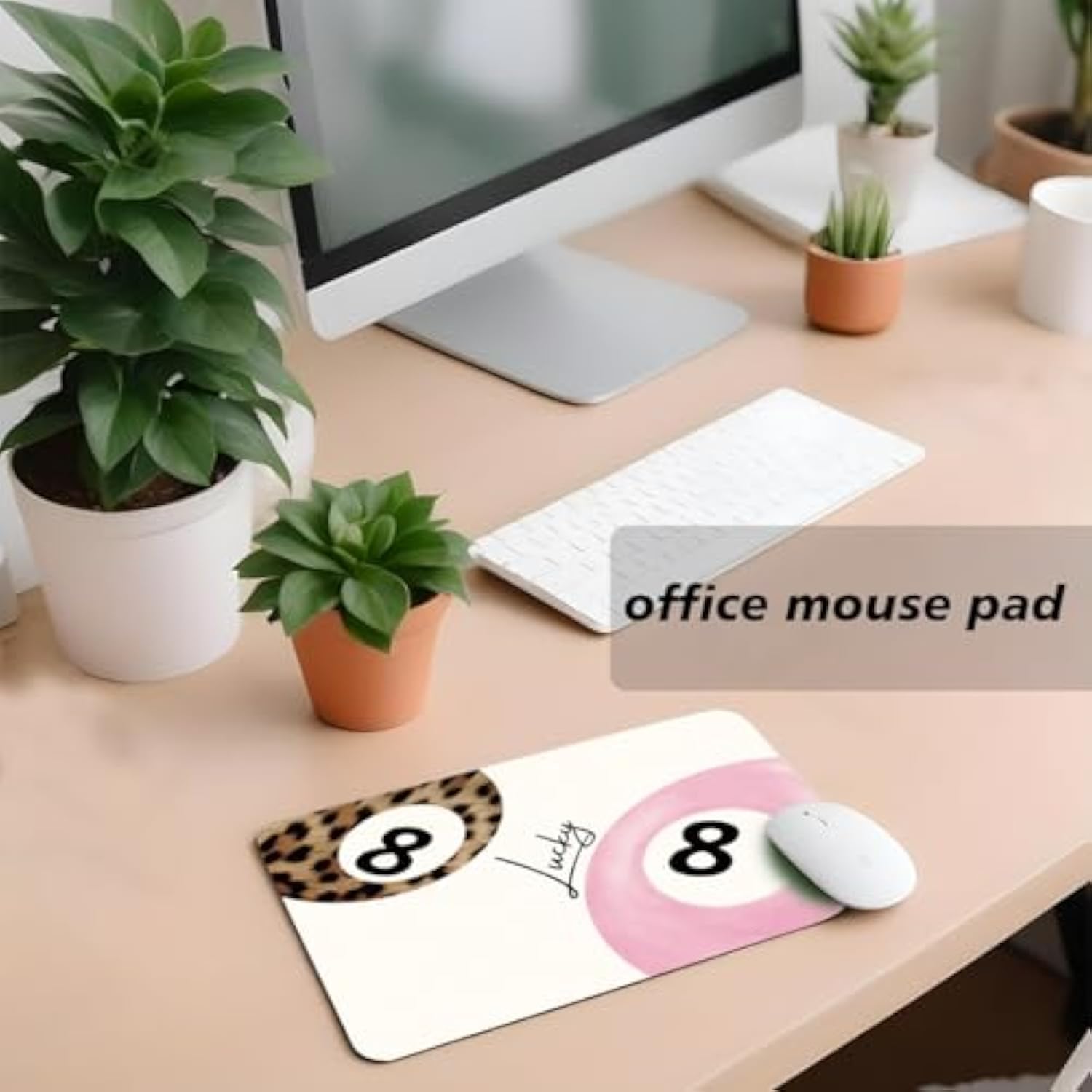 Pink Mouse Pad,Cute Mousepad,Girly Office Decor,Pink Desk Supplies,Girly For Computers Laptop Office Desk Accessories 9.4X7.8 Inch