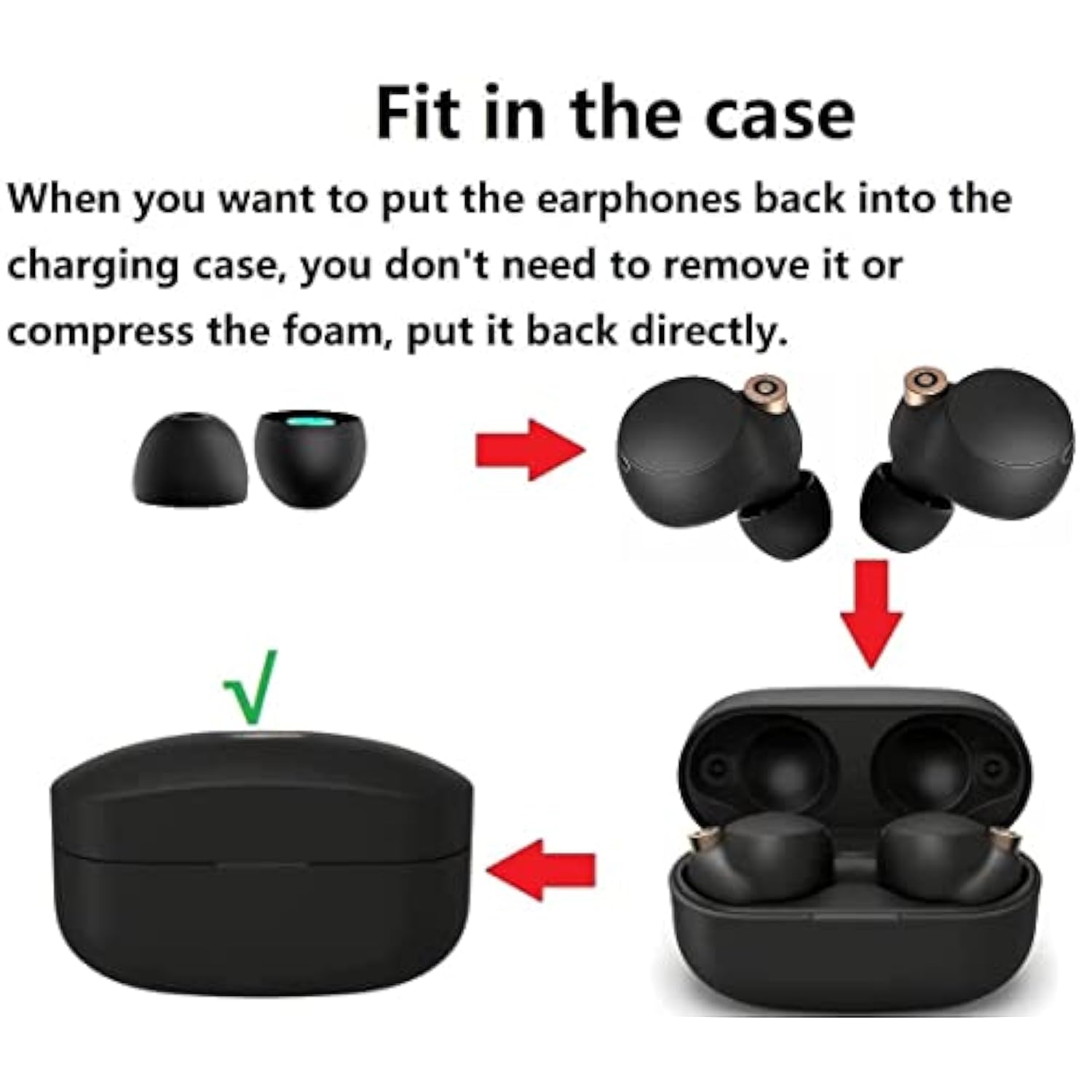 Silicone Ear Tips Replacement For Sony Xba Mdr Wf Earphones, Compatible With Wf-1000Xm5,1000Xm4,1000Xm3 Earbuds Tips Eartips Ear Caps, Fit In Case, M Size 6 Pairs,Silicone Black/Medium