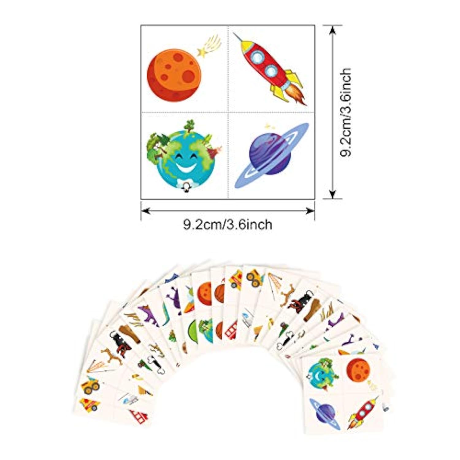 Kids Temporary Tattoos(100Pcs), Solar System Outer Space/Pirate/Construction Zone Tractor Truck/Dinosaur Shark Face Tattoo For Boys Goody Filler Birthday Party Favor Supplies