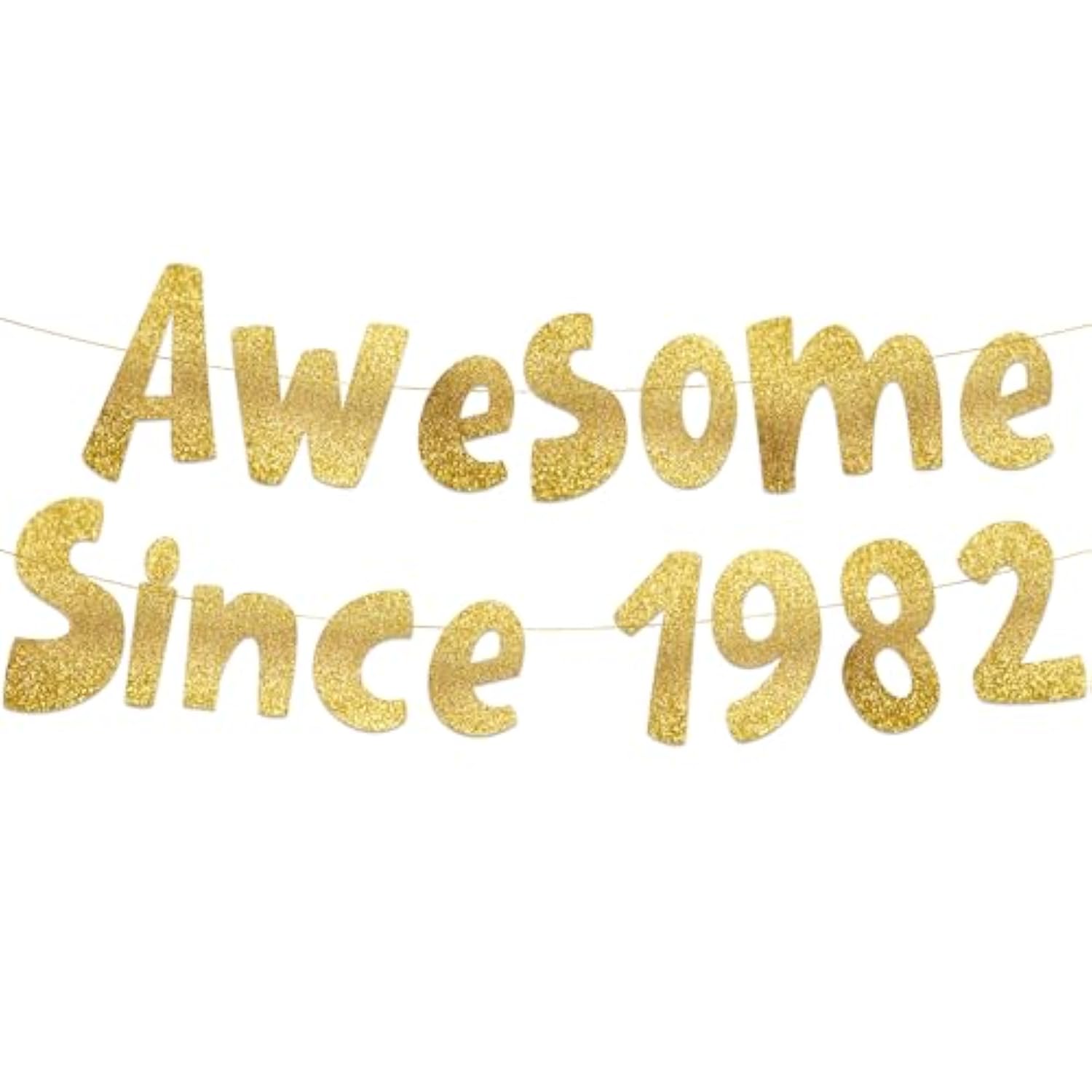 Awesome Since 1982 Gold Glitter Banner - 43Rd Birthday Party And Anniversary Decorations