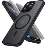 Magnetic For Iphone 16 Pro Max Case With 2 Privacy Screen Protectors - Upgraded Camera Protection - Wireless Charging Compatible,21Ft Drop Tested,Slim Fit Matte Phone Case - Black