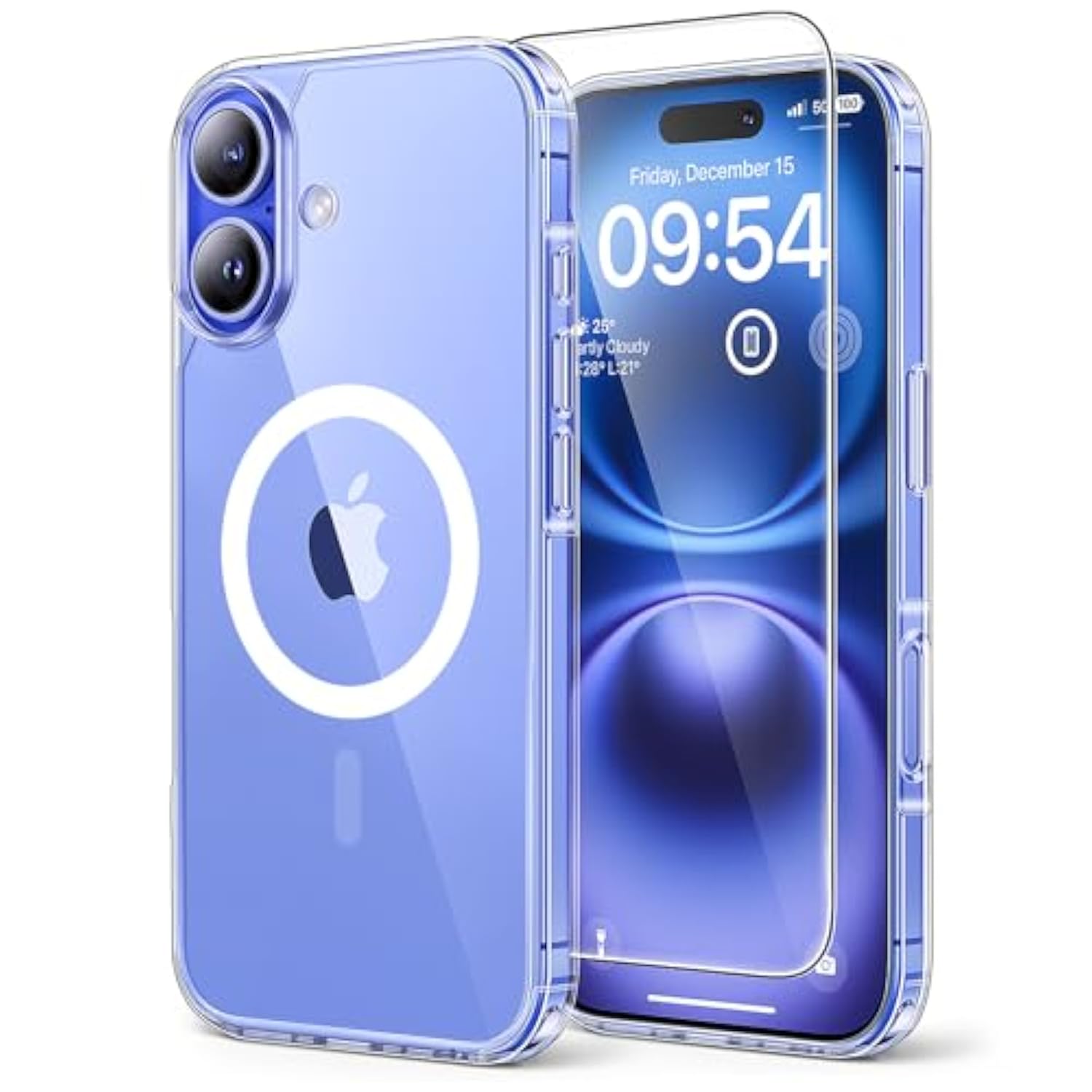 3 In 1 For Iphone 16 Case, Compatible With Magsafe [Anti-Yellowing] With 2X Screen Protectors, -Grade Protection, Shockproof Slim Magnetic Phone Case For Iphone 16 6.1", Clear