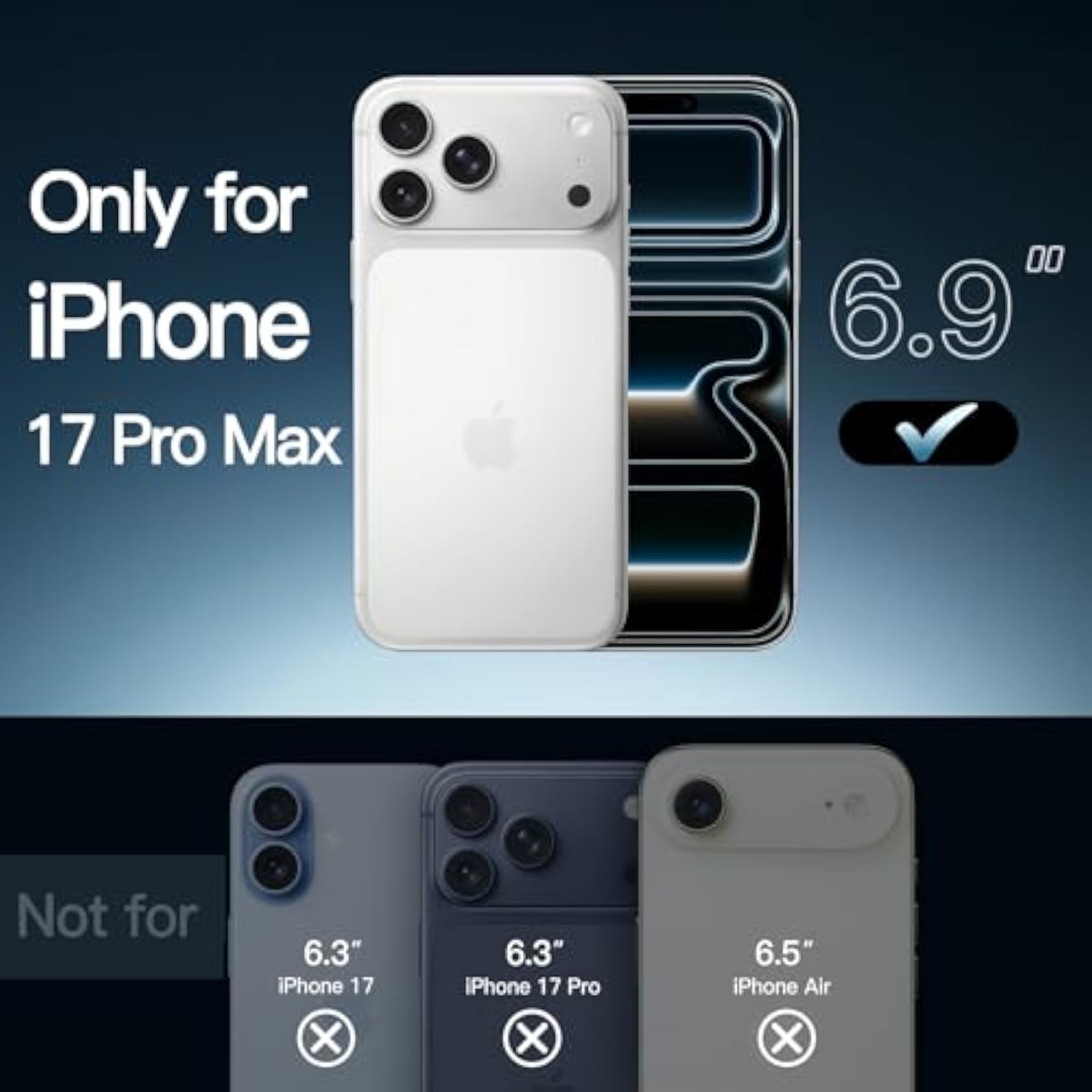 JETech Case for iPhone 17 Pro Max 6.9-Inch, Non-Yellowing Shockproof Phone Bumper Cover, Anti-Scratch Clear Back (Clear)