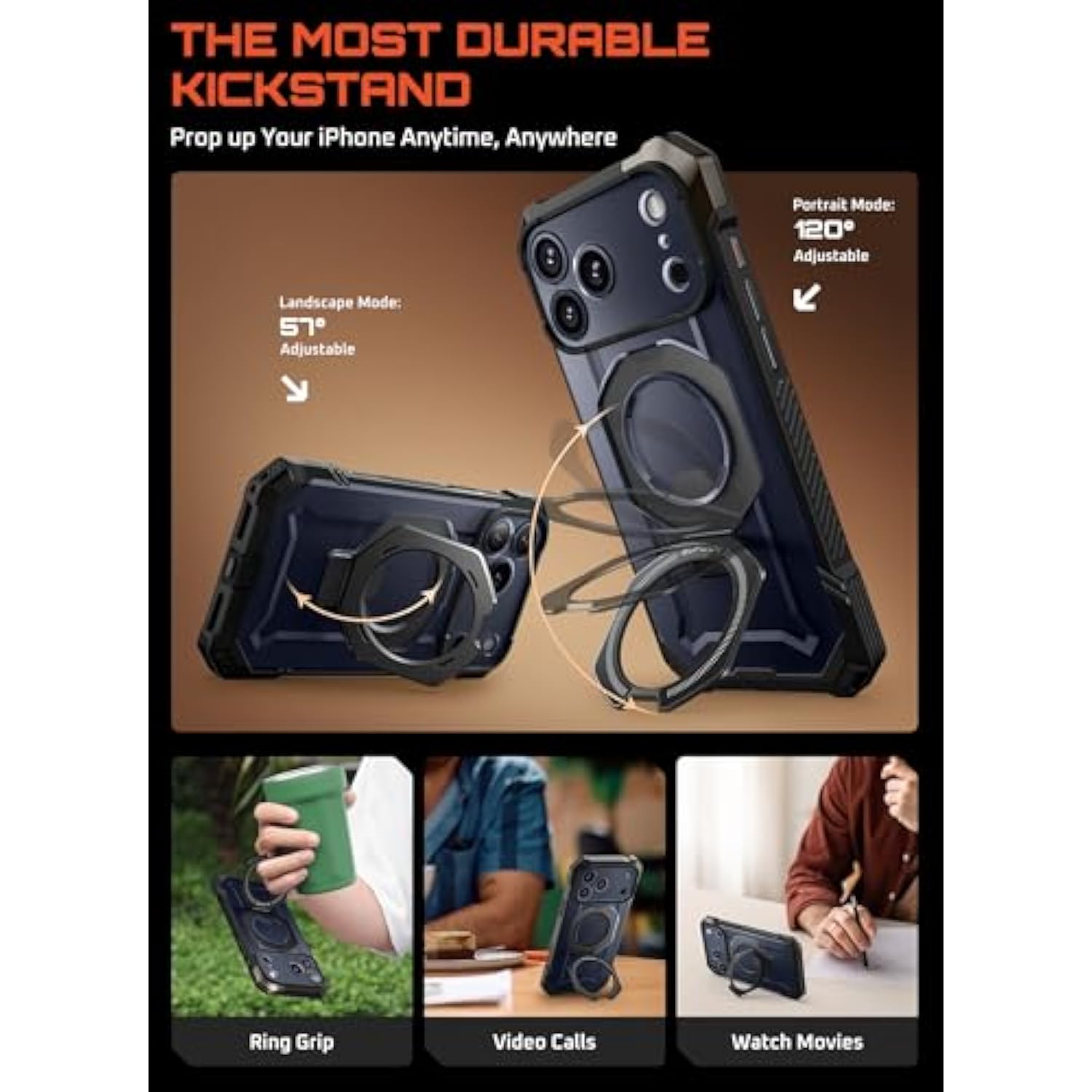 SUPCASE for iPhone 17 Pro Case with Kickstand (Unicorn Beetle Grip), [Camera Control Cover] [Compatible with MagSafe] [Military-Grade Drop Protection] Heavy Duty Magnetic Phone Case, Black