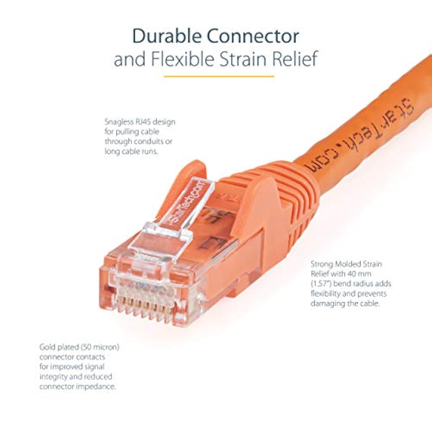 100Ft Cat6 Ethernet Cable - Orange Cat 6 Gigabit Ethernet Wire - 650Mhz 100W P