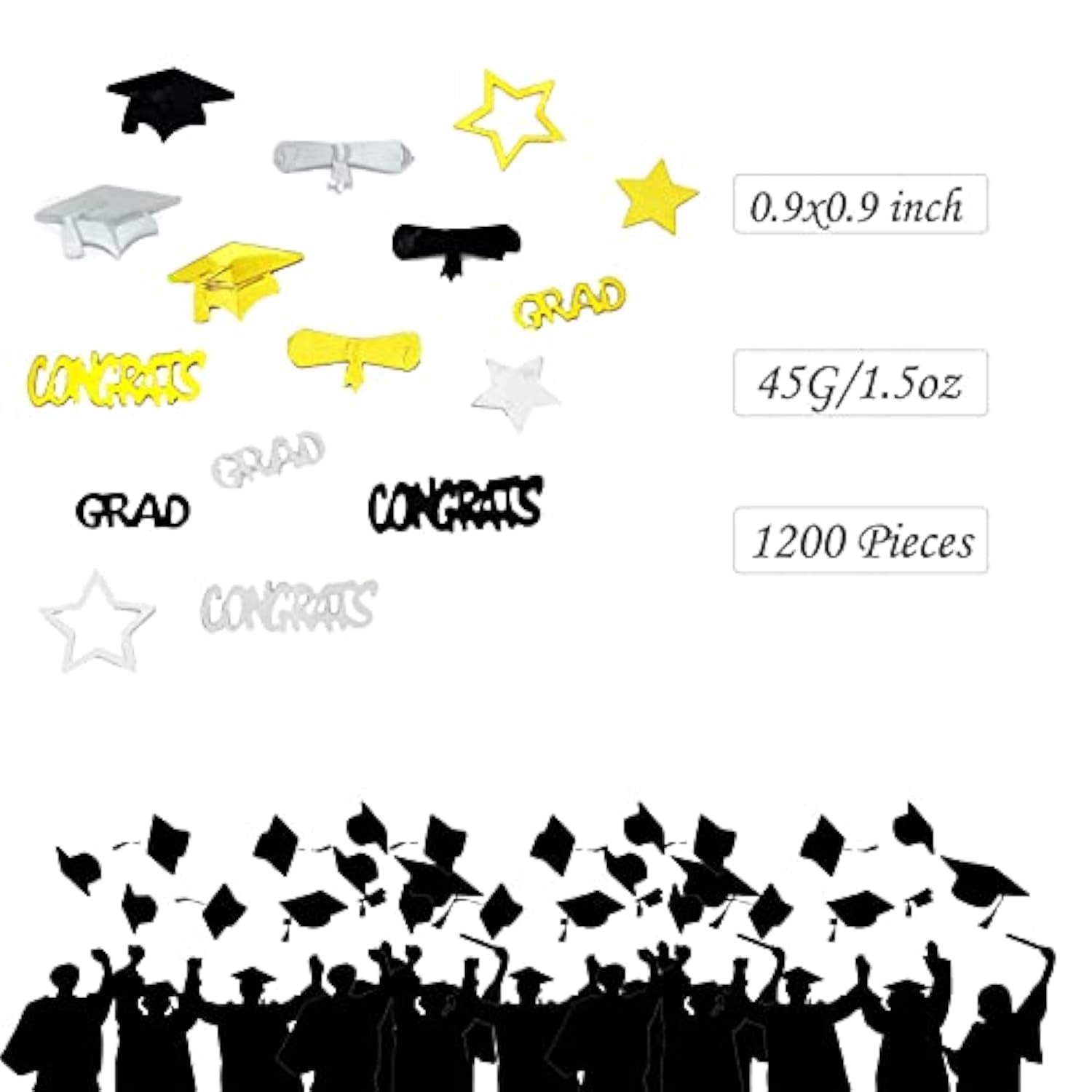 Graduation Confetti 2025 | Glitter Confetti Sprinkles For Party Table Scatters Decoration | Graduation Party Decoration For Home, College, Senior, High School Prom | Metallic Foil