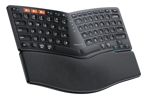 Bluetooth Ergonomic Keyboard, Ek04 Mini Compact Wireless Ergonomic Keyboard, Hard Palm Rest, Multi-Device, Split Design, Rechargeable, Compatible With Windows, Mac Os - Black
