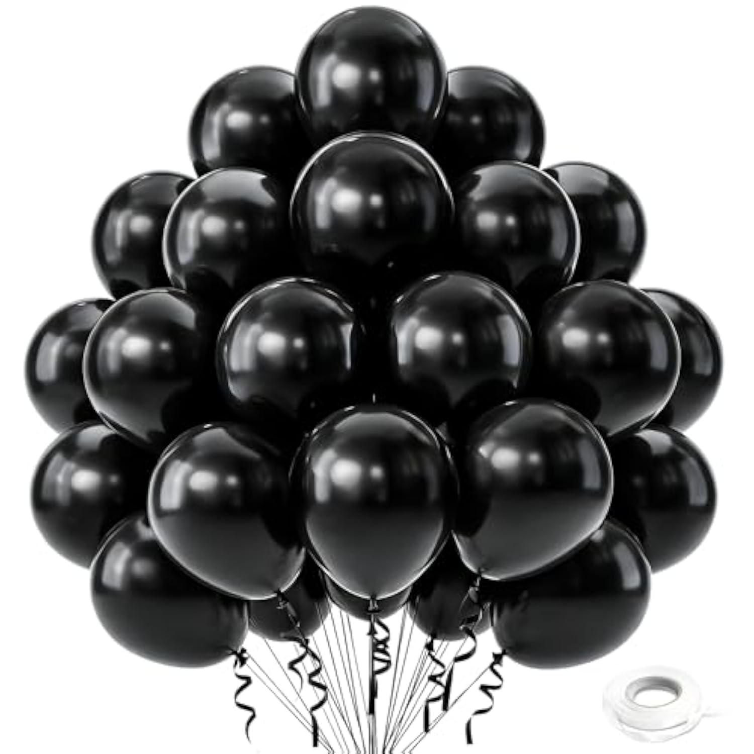 Black Balloons, 50 Pcs 12 Inch Latex Party Balloons, Matte Black Balloon For Birthday, Baby Shower, Anniversary, Graduation, Wedding Decorations - Black