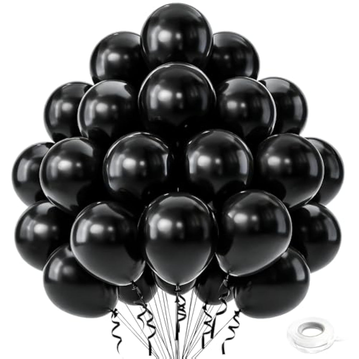 Black Balloons, 50 Pcs 12 Inch Latex Party Balloons, Matte Black Balloon For Birthday, Baby Shower, Anniversary, Graduation, Wedding Decorations - Black