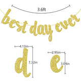 Best Day Ever Banner Hanging Garland For Wedding Decorations Bridal Shower Photo Prop Engagement Party Sign (Gold Glitter)