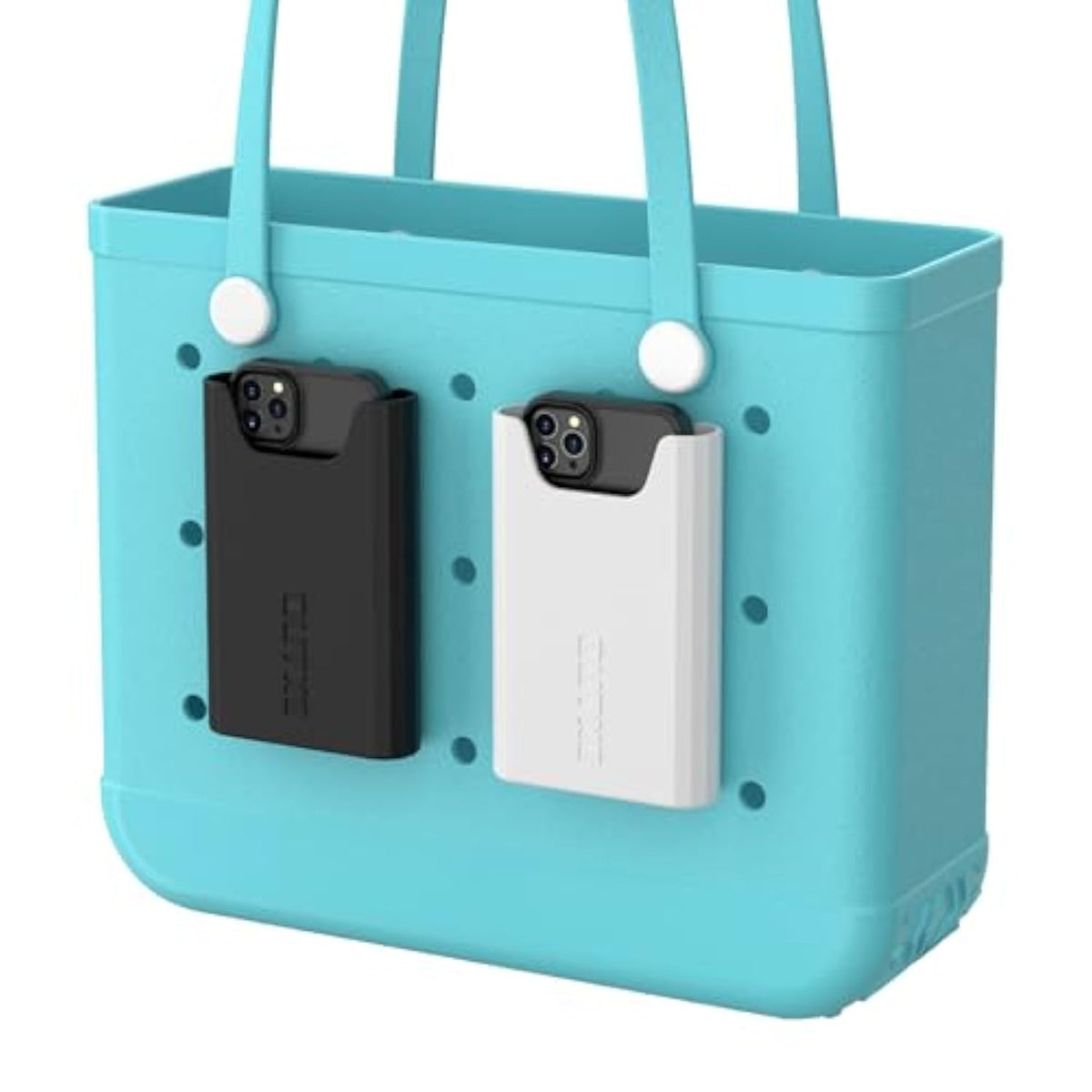 2 Pack Bogg Bag Phone Holder Compatible With All Bogg Bags, Silicone Cell Phone Holder Accessories For Bogg Bag, Black And White Phone Case Holder Insert For Simply Southern