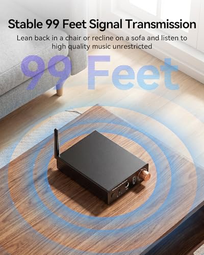 Bluetooth 6.0 Receiver, Hi-Fi Adapter with Wireless Long-Range Low-Latency, Suitable for Home Audio Music Streaming Stereo Systems/Home Speakers,