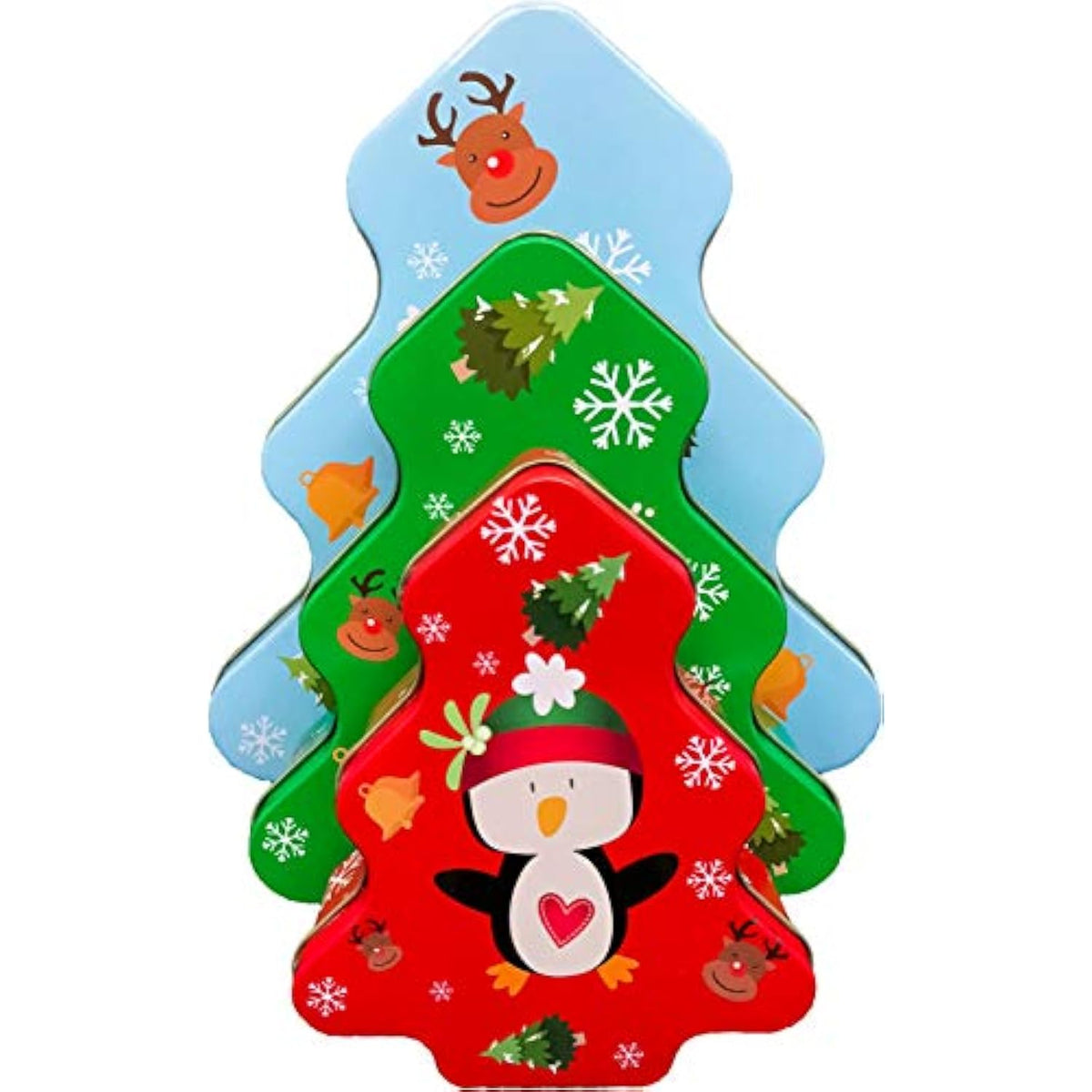 Christmas/Holiday Set Of 3 Decorative Nesting Tins (Tree)