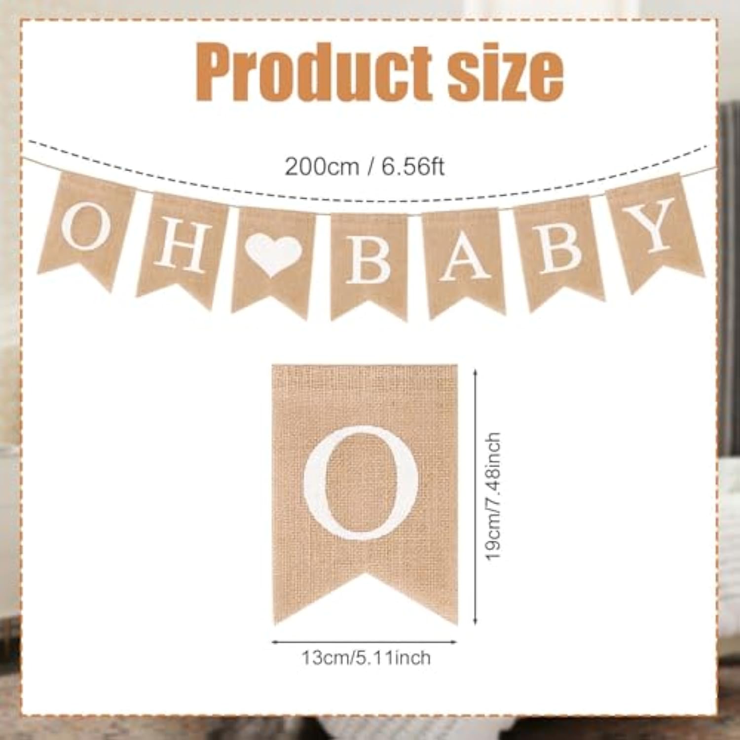 Baby Burlap Banner, Rope 78 Inch Oh Baby Burlap Banner Backdrop Baby Sign For Baby Shower Decorations