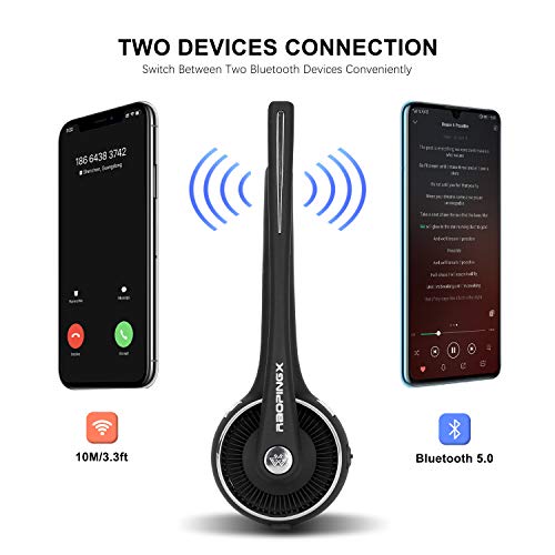 Trucker Bluetooth Headset Wireless Headset with Microphone Over The Head Headset with Noise Cancelling Sound On Ear Car Earphones Office Earpiece for