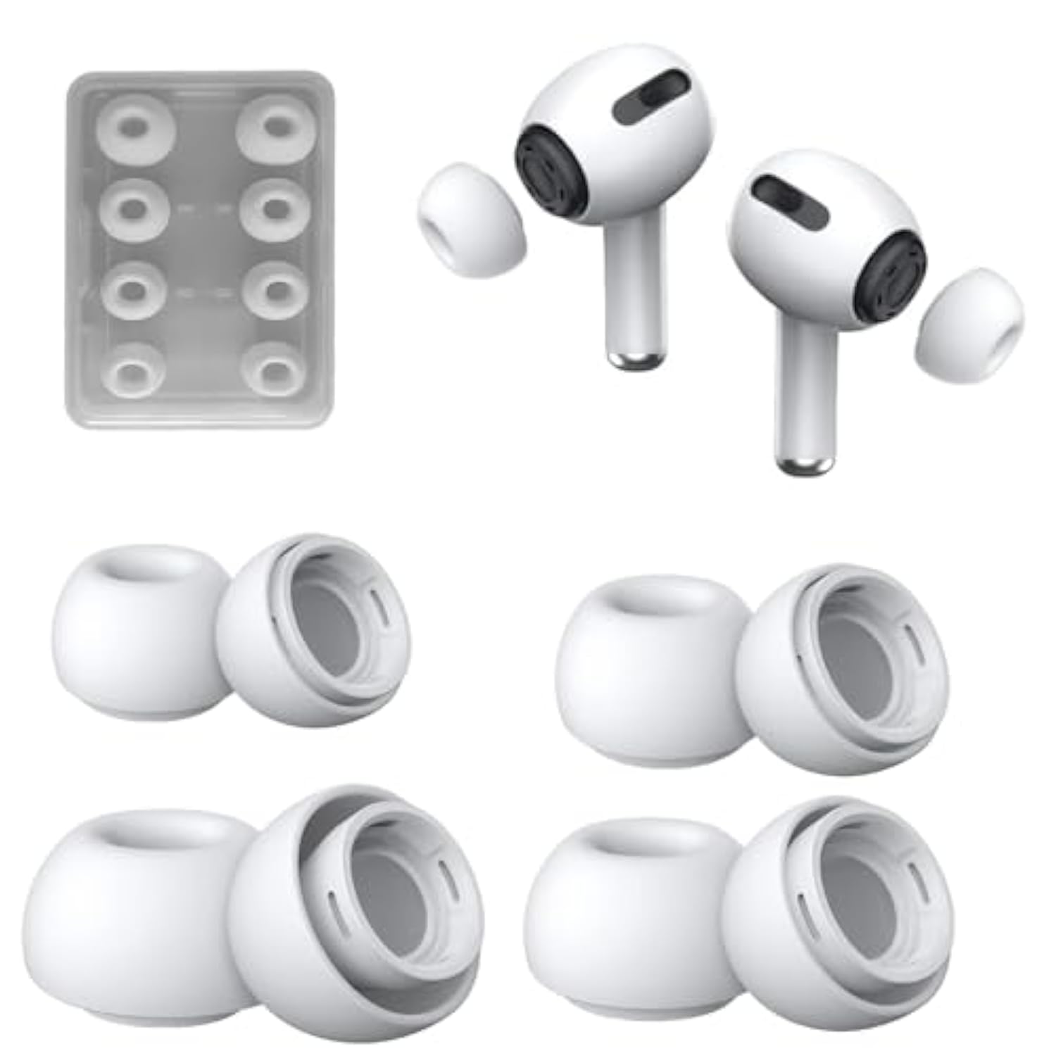 4 Pairs Of Replacement Ear Tips Compatible With Airpods Pro - Comfortable Silicone Ear Tips For Secure Fit, Noise Isolation, Sweat Resistance And Improved Sound Quality
