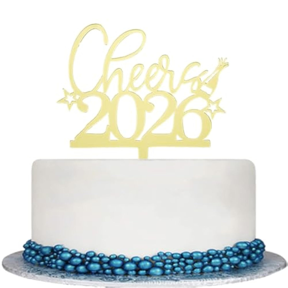 Cheer To 2026 Cake Topper, Mirror Gold Happy New Year 2026 Acrylic Cake Decorations, Welcome 2026 New Year'S Eve Carnival, Happy 2026 Party Decorations Supplies