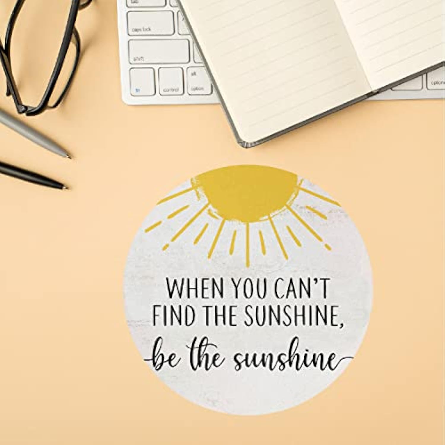 Inspirational Mouse Pad,When You Can'T Find The Sunshine Be The Sunshine Mousepad,Positive Round Mousepads For Home Office Dorm Desk Decor,Gifts For Women Girls 8.7 X 8.7 Inches