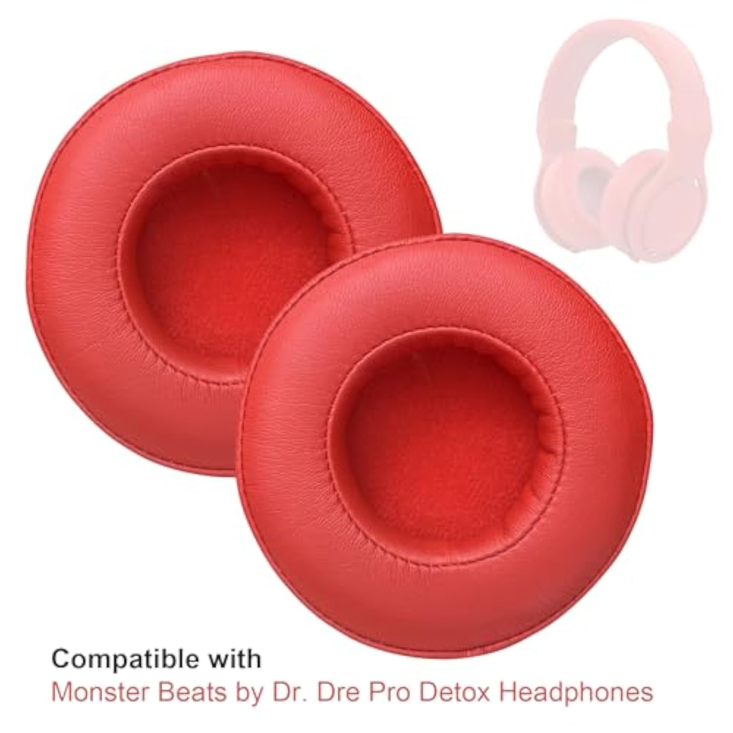 Replacement Earpads Ear Cushions Ear Cups Repair Parts Compatible With Beats By Dr Dre Pro/Detox Wireless Headphones Memory Foam Ear Pads (Red)