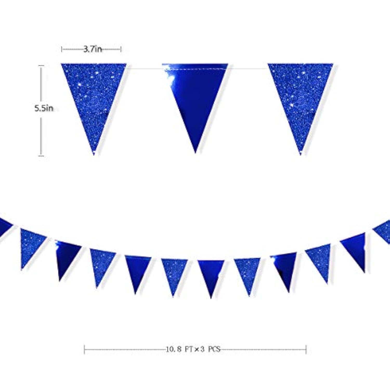 30 Ft Royal Blue Party Decorations Navy Blue Metallic Glitter Paper Triangle Banner Flag Garland Pennant Bunting For Graduation Birthday Wedding Bridal Shower Ahoy Achor Nautical Theme Party Supplies