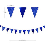 30 Ft Royal Blue Party Decorations Navy Blue Metallic Glitter Paper Triangle Banner Flag Garland Pennant Bunting For Graduation Birthday Wedding Bridal Shower Ahoy Achor Nautical Theme Party Supplies