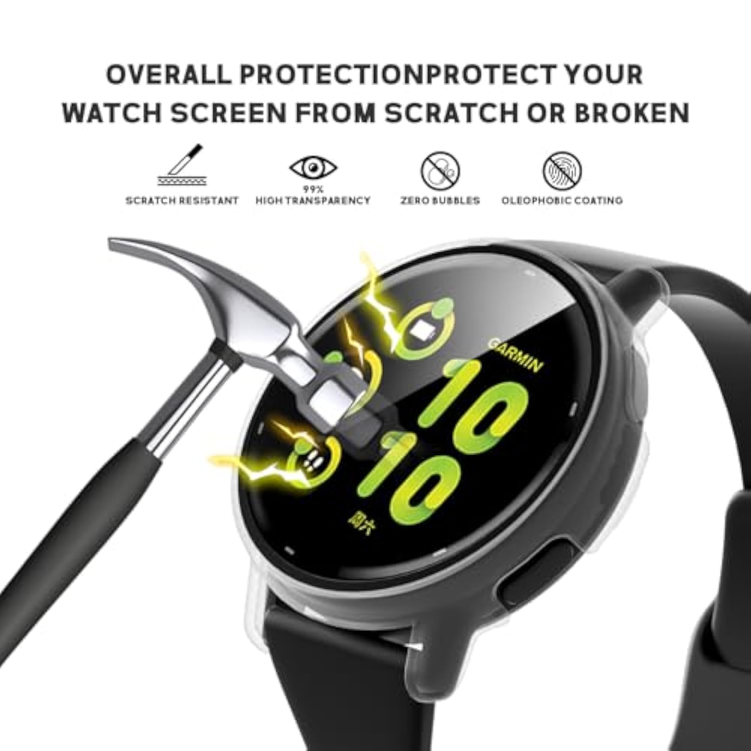 3 Pack Compatible With Garmin Vivoactive 5 Case Cover [Full Coverage], Hard Pc Bumper All-Around Protective Accessories Built-In Hd Tempered Glass Screen Protector For Vivoactive 5 Smart Watch