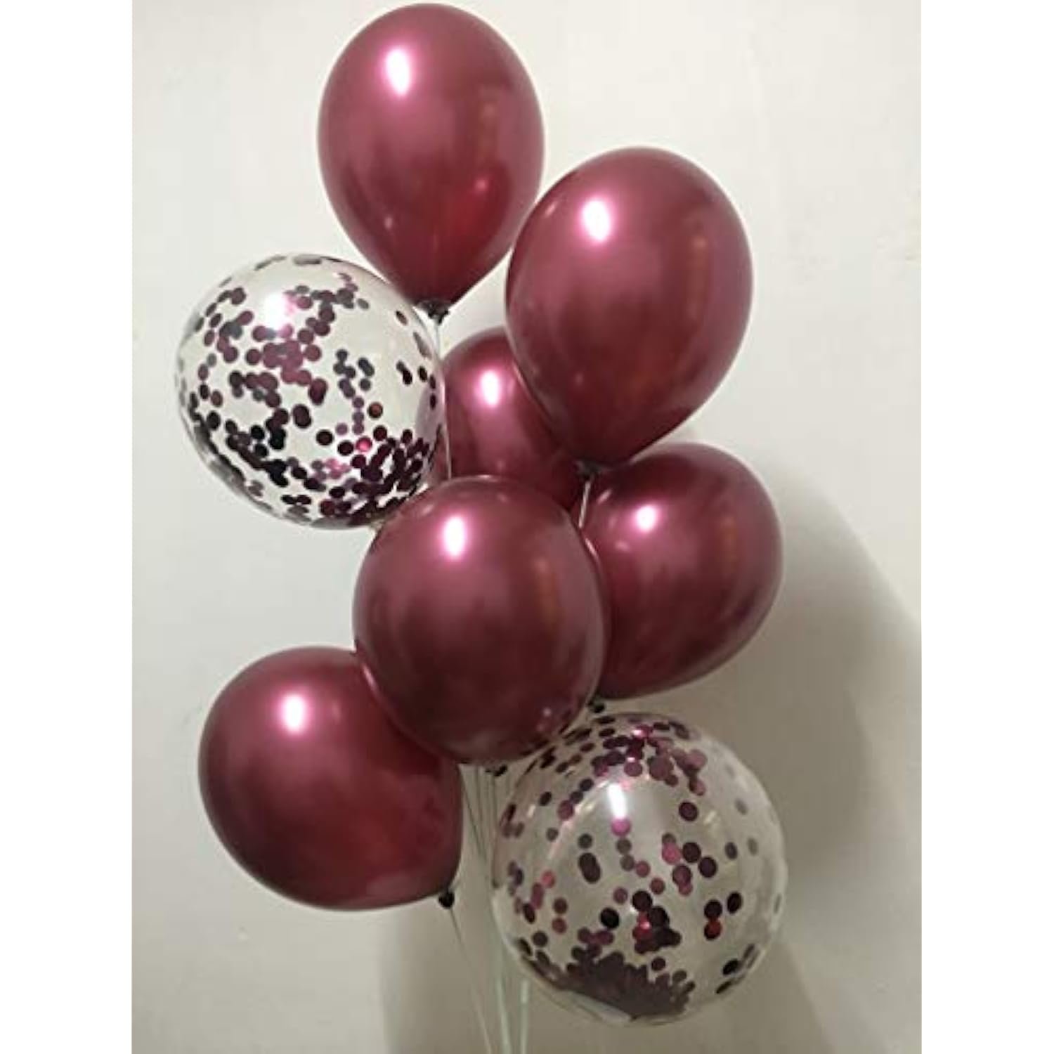 Burgundy Maroon Confetti Balloons-Wine Color Metallic Balloons For Wed