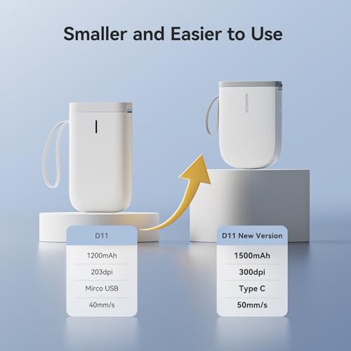 D11 New Version Label Maker Machine With Tape,300Dpi Bluetooth Label Printer, Portable Thermal Printer,Sticker Maker For Organizing Home Office School,White