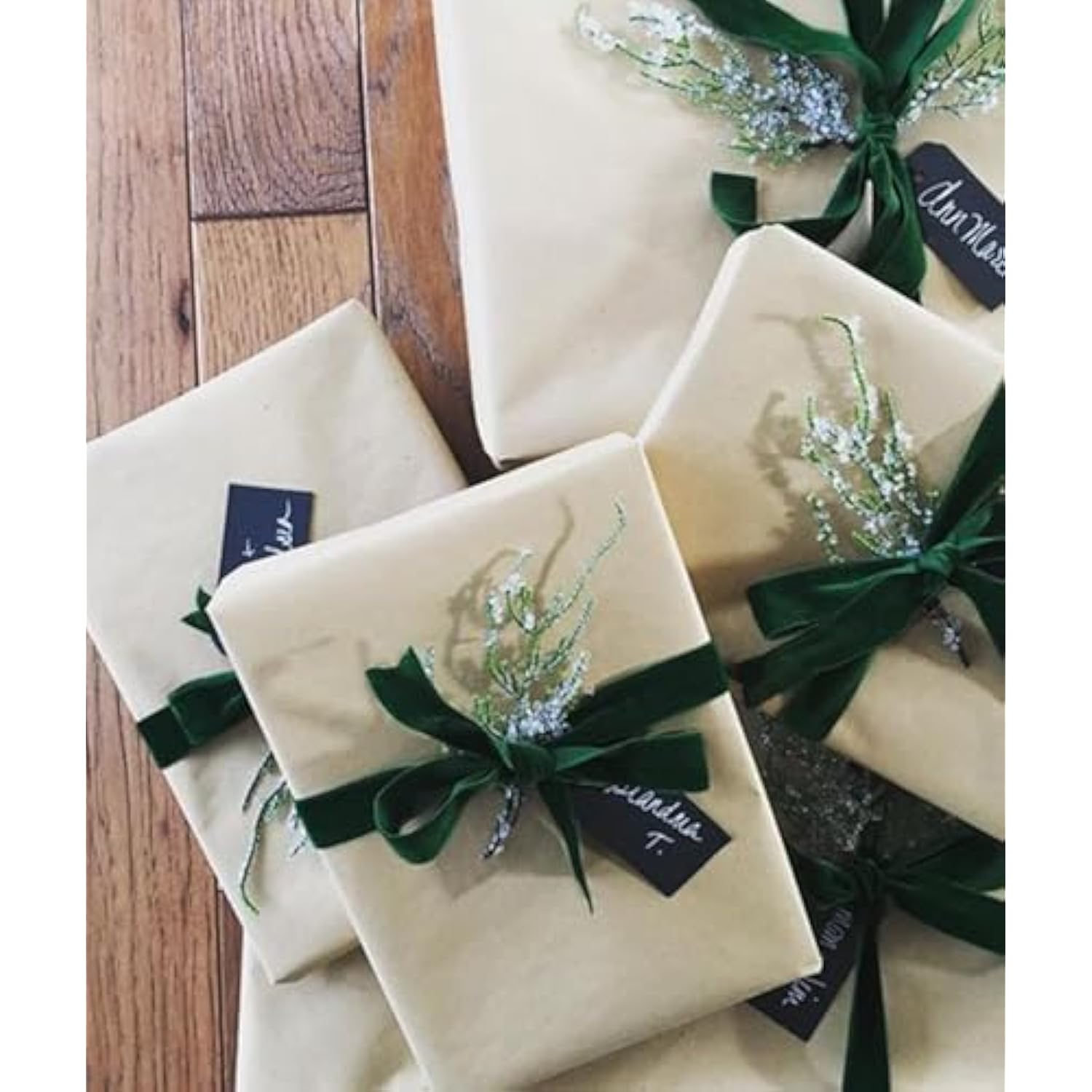 Dark Green Velvet Ribbon 5/8'' 25 Yards For Christmas Tree, Gift Wrapping, Flower Bouquet, Wreath Decorations, Bow Making