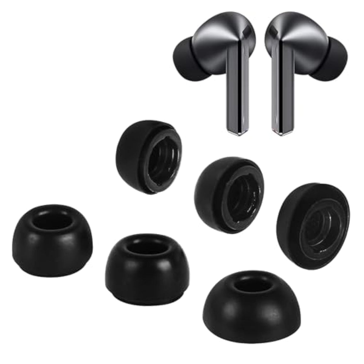 3 Pairs Ear Tips For Galaxy Buds3 Pro (2024), S/M/L 3 Sizes Double Flange Silicone Eartips Earbuds Earplug Replacement Fit In Case Compatible With Samsung Galaxy Buds 3 Pro (Black)