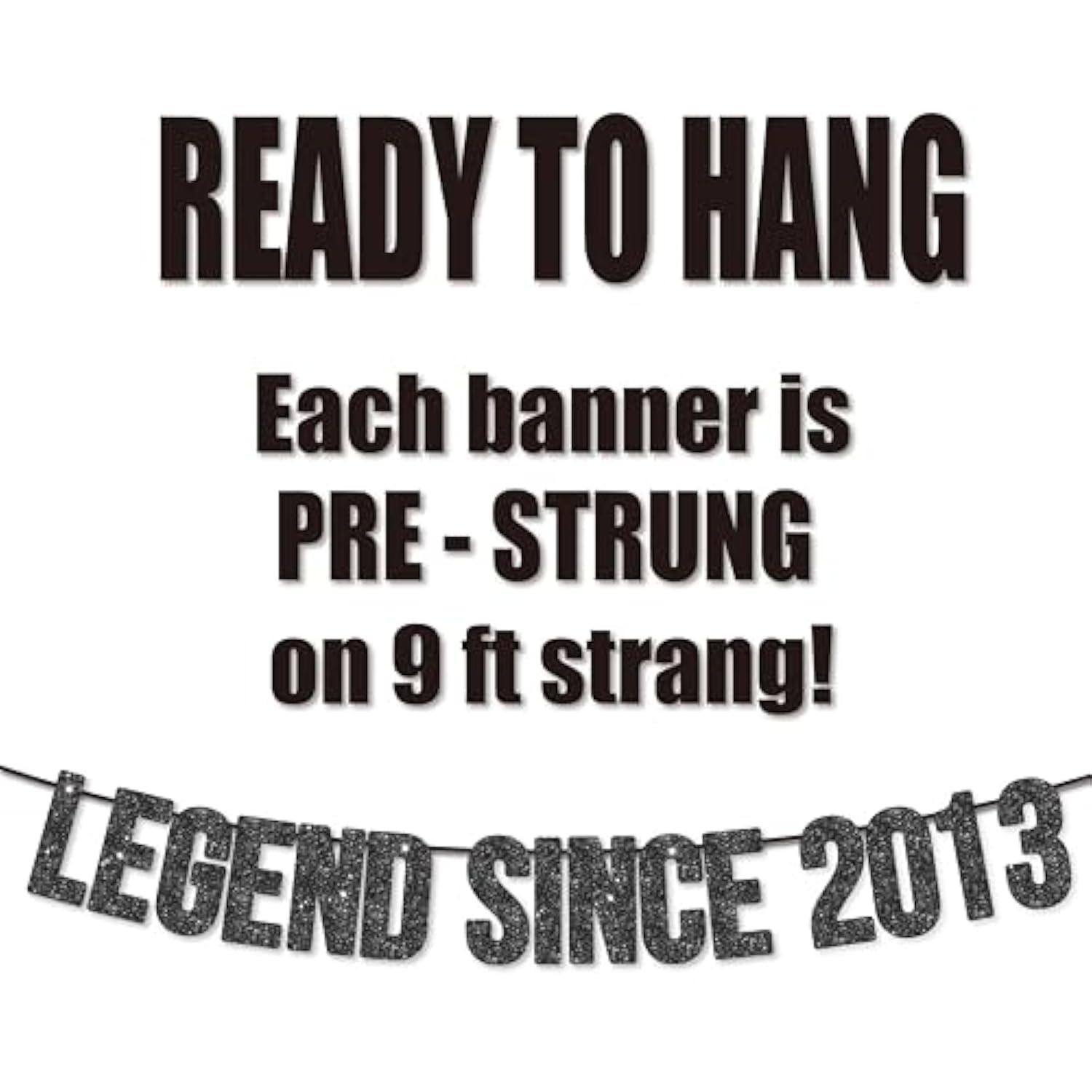 Pre-Strung Legend Since 2013 Banner For 12Th Birthday Party Decoration,Happy 12Th Men Women Birthday Party Banner,Handmade - Black