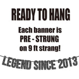 Pre-Strung Legend Since 2013 Banner For 12Th Birthday Party Decoration,Happy 12Th Men Women Birthday Party Banner,Handmade - Black