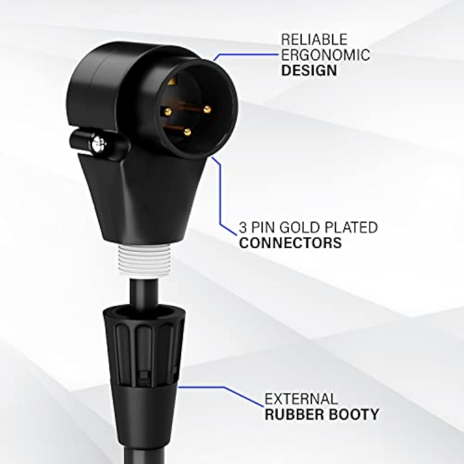 LyxPro 1.5 Feet Right Angle XLR Male to Female 3 Pin Mic Cord for Powered Speakers Audio Interface Professional Pro Audio Performance Camcorders DSLR Video Cameras and Recording Devices - Black