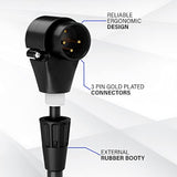 LyxPro 1.5 Feet Right Angle XLR Male to Female 3 Pin Mic Cord for Powered Speakers Audio Interface Professional Pro Audio Performance Camcorders DSLR Video Cameras and Recording Devices - Black