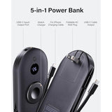 10000Mah Power Bank For Iphone 17 Pro/17/Air/16/15, Portable Charger For Apple Watch, For Airpods, Ipad, Beats Studio Pro And More Phones, Tablets, Headphones, Built-In Ac Wall Plug And Cables