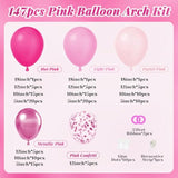 147pcs Pink Balloon Garland Kit with Metallic, Confetti Balloons for Wedding & Baby Shower