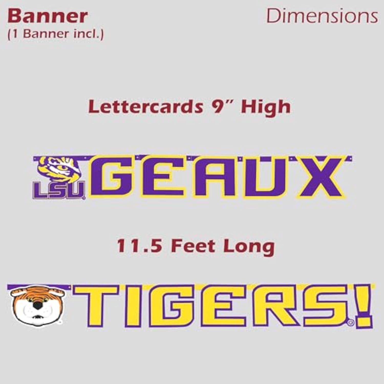 Havercamp Lsu Geaux Tigers Banner 11.5 Ft Long Ideal Lsu Decorations for Party Tailgate Party Supplies Graduation Game Day (by Havercamp)