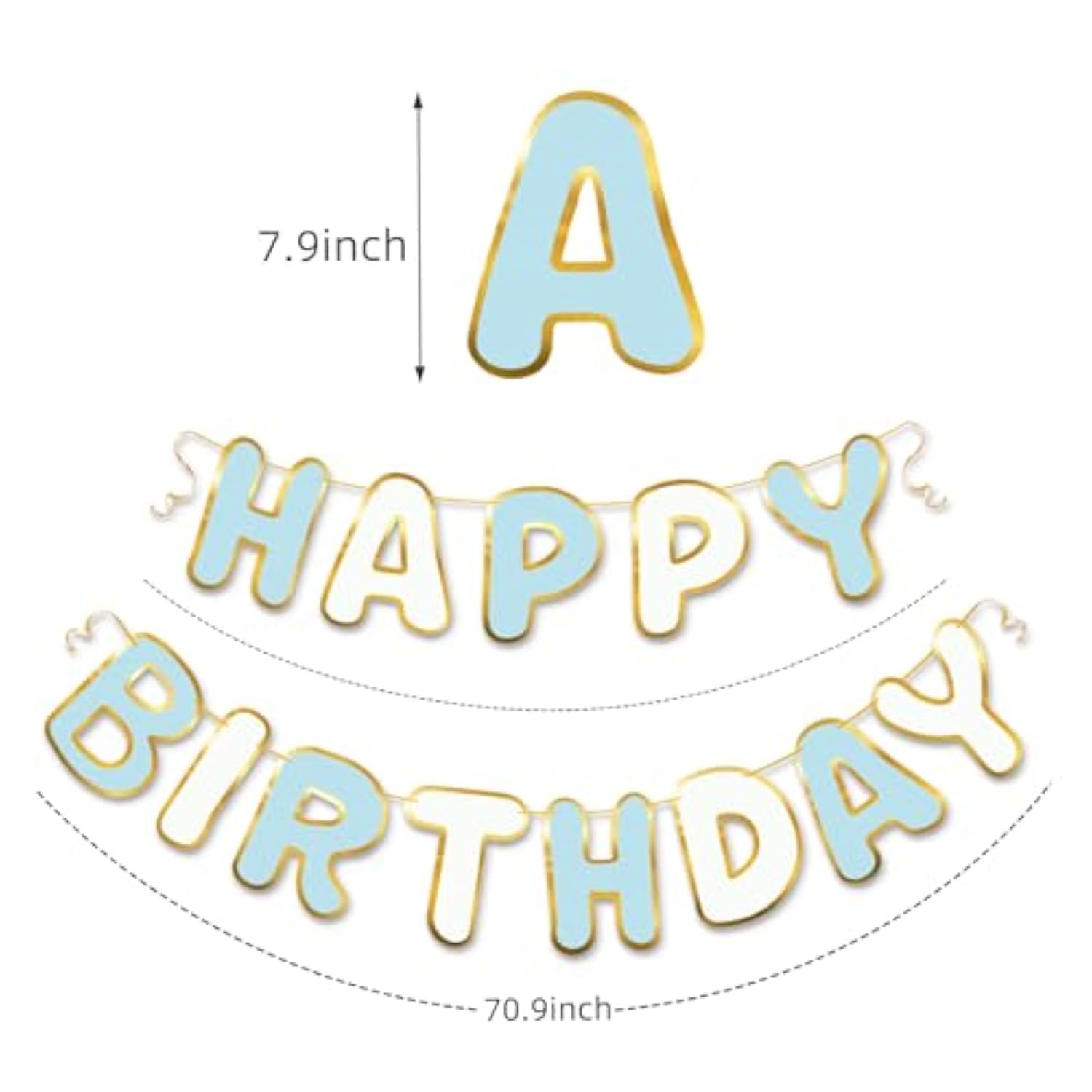 Blue White Gold Happy Birthday Banner Nautical Theme Boys Birthday Party Supplies Garland Decorations Birthday Signs Nursery Hanging Decor