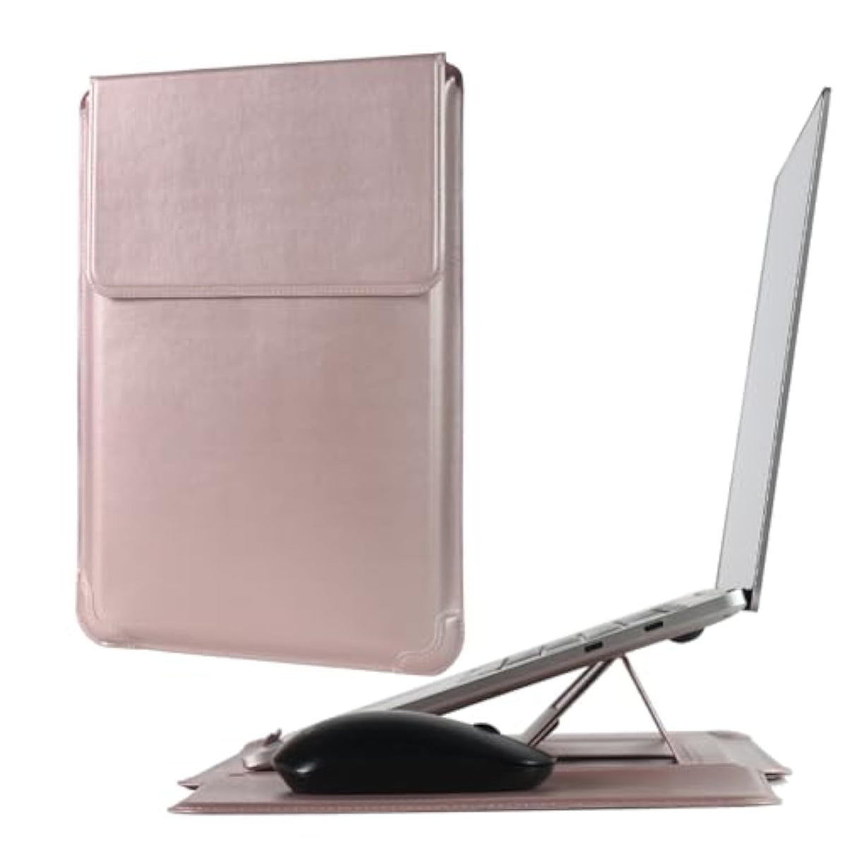 Laptop Sleeve Case With Stand And Mouse Pad 13-14 Inch Laptop Case Chromebook Sleeve Leather Protective Cover For Macbook Pro/Air Dell Hp Lenovo Thinkpad Samsung Asus Acer Lg Laptops