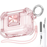 For Airpods Pro 2Nd Generation Clear Case Cover With Secure Lock Clip Full Drop Protection,High-Transparent Soft Tpu Material And Equiped With Cleaner Kit (Pink)