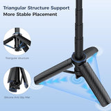 DJ-1 Mini Action Camera Tripod with Built-in 3-Prong Mount for DJI Pocket 3 & Action 6/5/4, 12" Extendable Selfie Stick, 1-Press Auto-Open Desktop