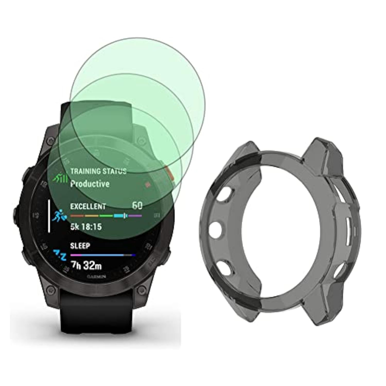 Watch Screen Protector (3+1Pack) Compatible For Garmin Epix Gen 2, Tempered Glass Film Anti-Scratch High Definition Full Coverage And Soft Tpu Protective Case, D39Mm