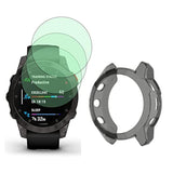 Watch Screen Protector (3+1Pack) Compatible For Garmin Epix Gen 2, Tempered Glass Film Anti-Scratch High Definition Full Coverage And Soft Tpu Protective Case, D39Mm