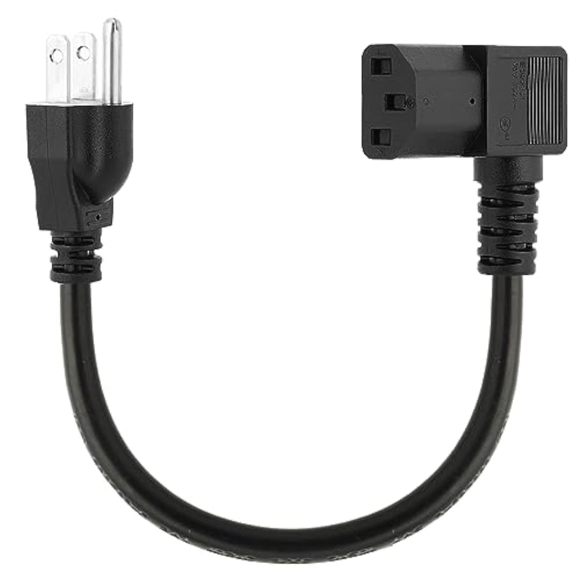 1-Feet Nema 5-15P To Iec 320 C13 Left Angled Power Cord,Us 3-Prong Male To Left Angle Iec Female Ac Power Cord
