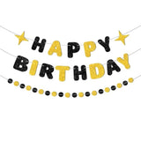 Black And Gold Happy Birthday Banner-Happy Birthday Decorations For Men Women Boys Girls Glitter Garland Birthday Sign For 30St 40St 50Th 60St Party Decor, Backdrop Supplies